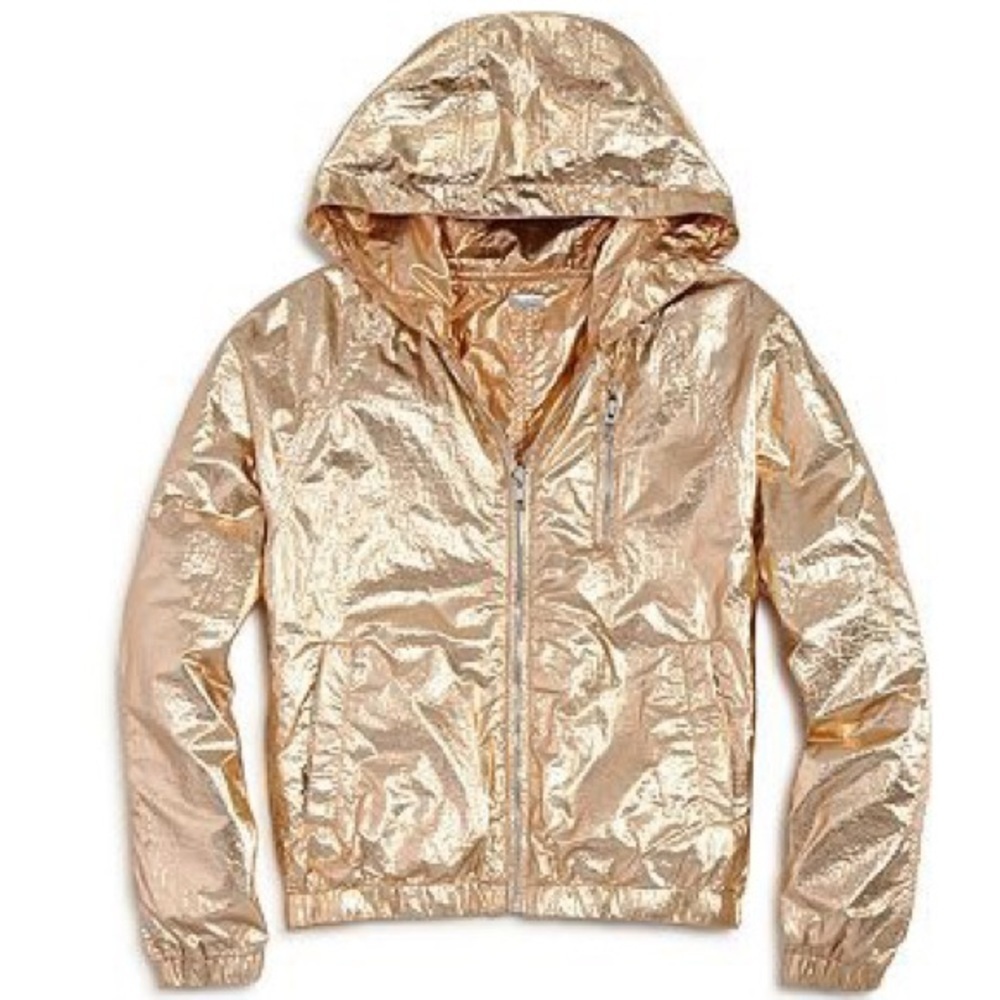 blank nyc • metallic gold hooded jacket